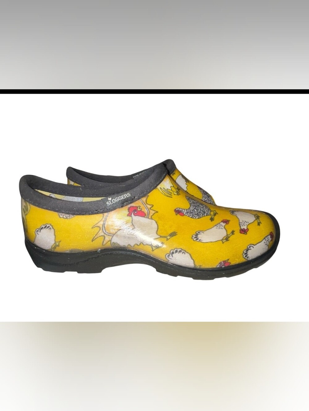 Sloggers Womens Garden Clogs Yellow Chicken Print Size 8